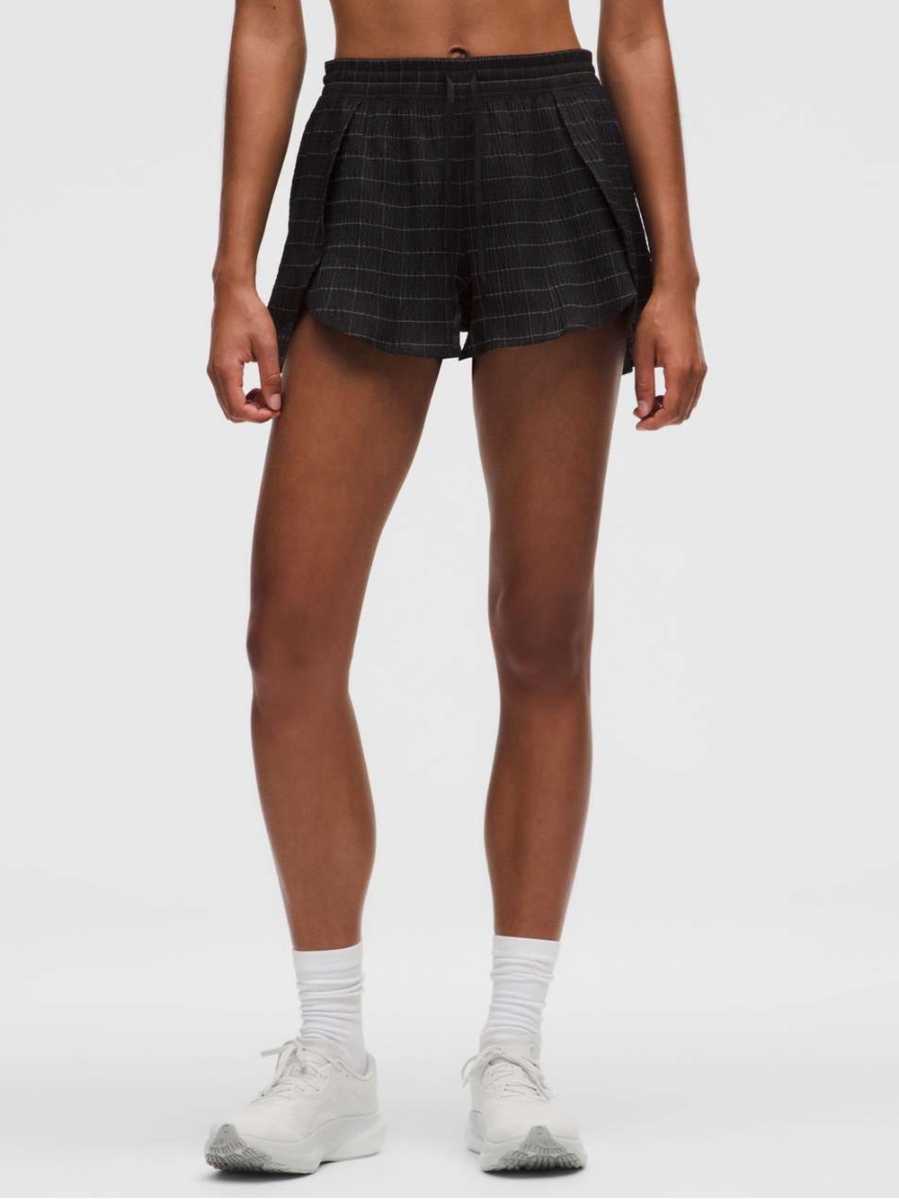 LULULEMON Black Plaid Women's Athletic Shorts - Unbranded